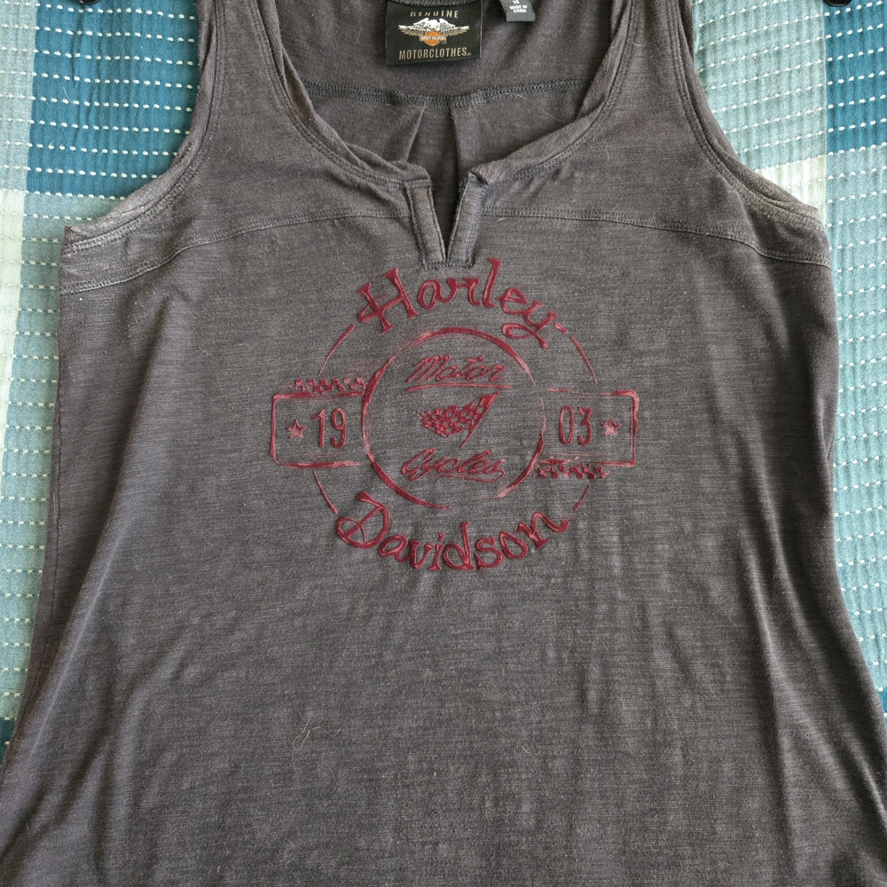 Harley-Davidson Red and Gray Sleeveless Tank Top